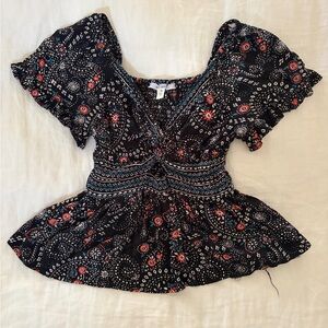 Miami Black and Red Floral Blouse